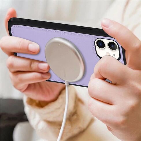 جراب محفظة لهاتف iPhone 12 Pro Max، جراب iPhone 12 pro max مع حامل بطاقات وسحاب قلاب مع فتحات لبطاقة الائتمان للنساء والرجال - أرجواني فاتح in Kuwait