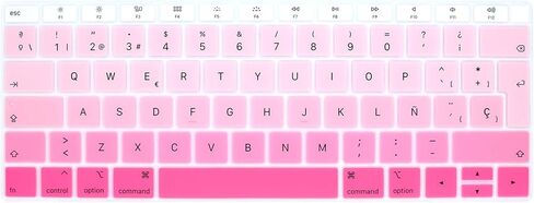 غطاء لوحة مفاتيح من السيليكون باللغة الإسبانية من HRH لجهاز MacBook Newest Air 13 بوصة إصدار 2018 A1932 مع شاشة Retina ومعرف اللمس، تصميم أوروبي - أسود in Kuwait