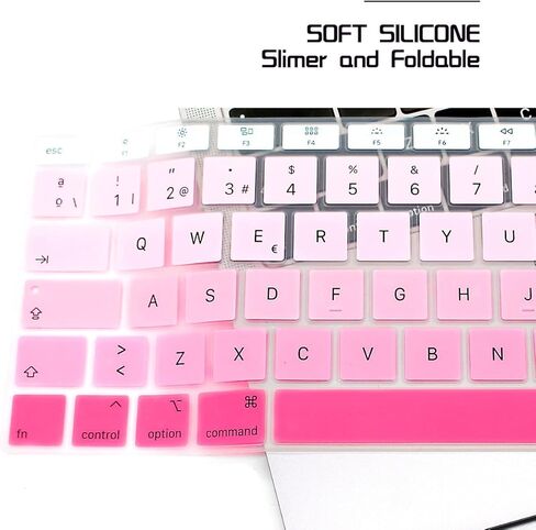 غطاء لوحة مفاتيح من السيليكون باللغة الإسبانية من HRH لجهاز MacBook Newest Air 13 بوصة إصدار 2018 A1932 مع شاشة Retina ومعرف اللمس، تصميم أوروبي - أسود in Kuwait