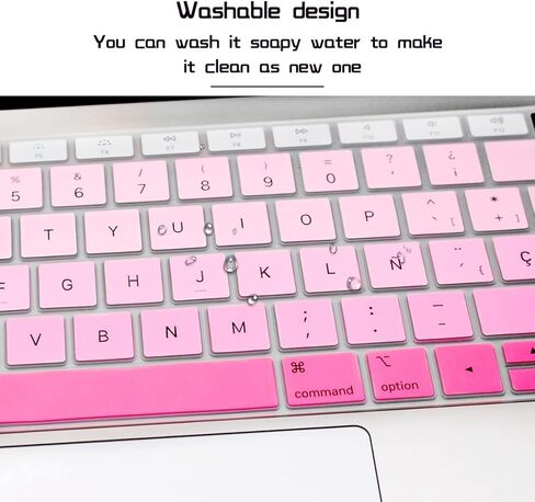 غطاء لوحة مفاتيح من السيليكون باللغة الإسبانية من HRH لجهاز MacBook Newest Air 13 بوصة إصدار 2018 A1932 مع شاشة Retina ومعرف اللمس، تصميم أوروبي - أسود in Kuwait