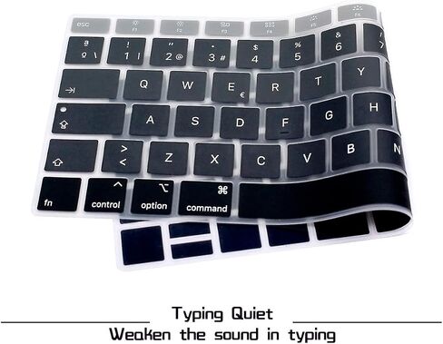 HRH Spanish Language Silicone Keyboard Cover Skin for MacBook Newest Air 13 Inch 2018 Release A1932 with Retina Display and Touch ID,European Layout-Black in Saudi Arabia