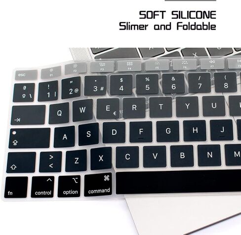 HRH Spanish Language Silicone Keyboard Cover Skin for MacBook Newest Air 13 Inch 2018 Release A1932 with Retina Display and Touch ID,European Layout-Black in Saudi Arabia