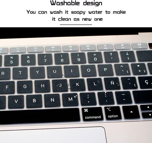 HRH Spanish Language Silicone Keyboard Cover Skin for MacBook Newest Air 13 Inch 2018 Release A1932 with Retina Display and Touch ID,European Layout-Black in Saudi Arabia