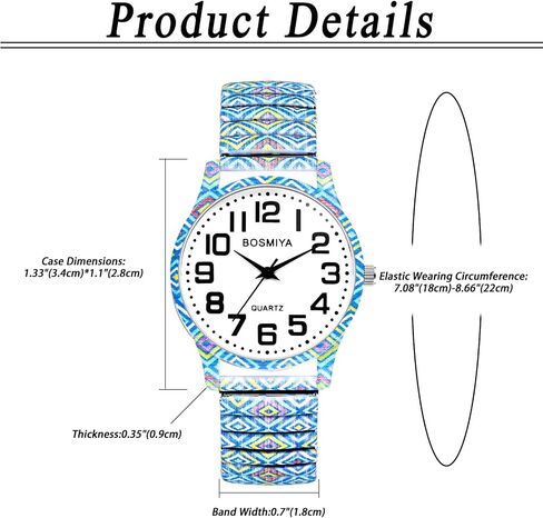 Lancardo Women Stretch Band Watch: Bohemia Flower Elastic Analog Quartz Big Number White Dial Wristwatch Easy to Read Womens Day in Saudi Arabia