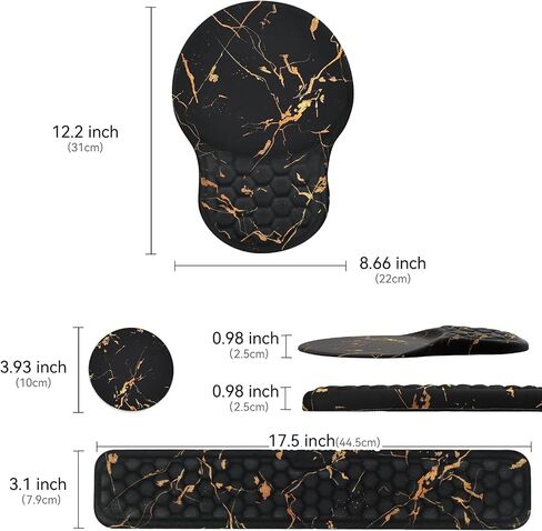Ospelelf Ergonomic Wrist Rest, 3 in 1 Comfortable Mouse and Keyboard Wrist Support Set, Memory Foam, PU Base Non-slip Wrist Support for Desk, Office and Home Use, Floral in Saudi Arabia