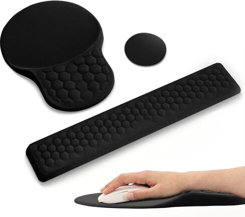 Ospelelf Ergonomic Wrist Rest, 3 in 1 Comfortable Mouse and Keyboard Wrist Support Set, Memory Foam, PU Base Non-slip Wrist Support for Desk, Office and Home Use, Floral in Saudi Arabia