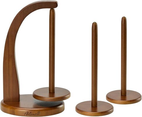 Yarn Holder with 3 Pcs Spindles for Knitting and Crocheting,Crochet Gift for Knitting Lovers,Wooden Yarn Spinner for Crochet by Artowell (Orginal Color) in Saudi Arabia