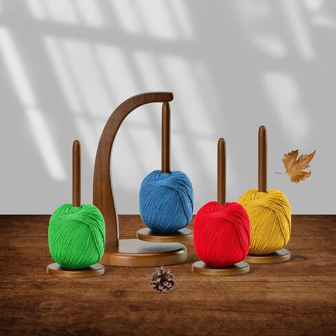 Yarn Holder with 3 Pcs Spindles for Knitting and Crocheting,Crochet Gift for Knitting Lovers,Wooden Yarn Spinner for Crochet by Artowell (Orginal Color) in Saudi Arabia