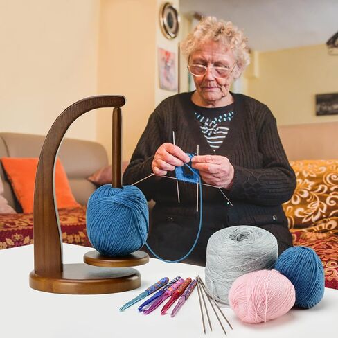 Yarn Holder with 3 Pcs Spindles for Knitting and Crocheting,Crochet Gift for Knitting Lovers,Wooden Yarn Spinner for Crochet by Artowell (Orginal Color) in Saudi Arabia