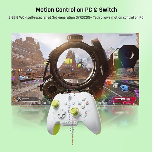 PC Controllers, BIGBIG WON Rainbow 2 SE Wireless Controllers Motion Control, Hall Effect Trigger, 12-bit ADC, 3 Sets of Joysticks, 4-way&8-way D-pad, PC App, Controller for Switch/PC/Android/iOS in Kuwait