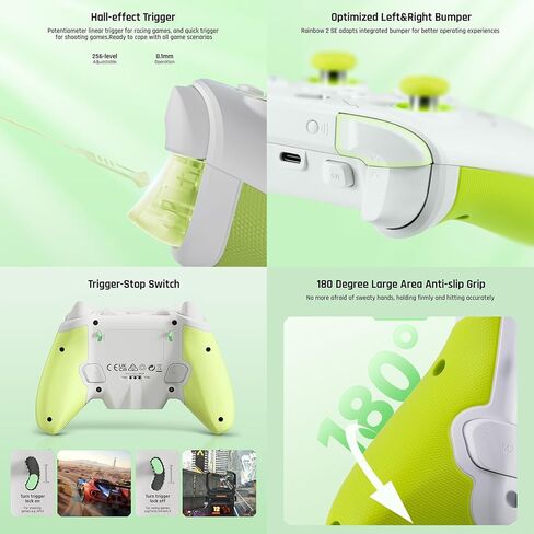 PC Controllers, BIGBIG WON Rainbow 2 SE Wireless Controllers Motion Control, Hall Effect Trigger, 12-bit ADC, 3 Sets of Joysticks, 4-way&8-way D-pad, PC App, Controller for Switch/PC/Android/iOS in Kuwait