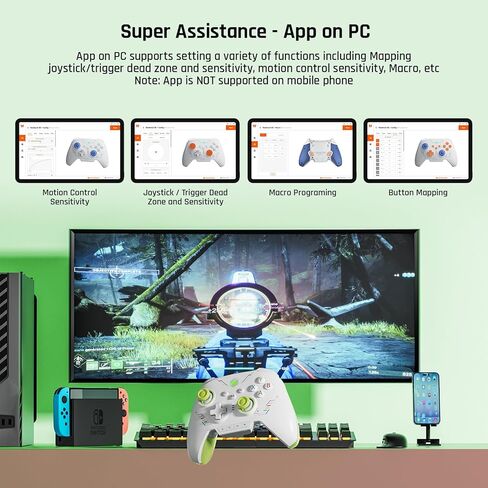PC Controllers, BIGBIG WON Rainbow 2 SE Wireless Controllers Motion Control, Hall Effect Trigger, 12-bit ADC, 3 Sets of Joysticks, 4-way&8-way D-pad, PC App, Controller for Switch/PC/Android/iOS in Kuwait