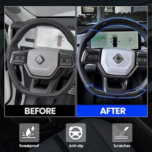 Real Carbon Fiber Steering Wheel Covers for Rivian R1S R1T Accessories, Interior Modification of Car Accessories for Rivian R1S R1T 2024-2022, 3 PCS in Saudi Arabia