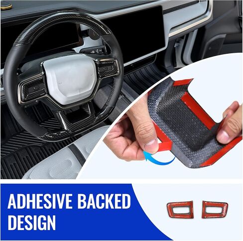 Real Carbon Fiber Steering Wheel Covers for Rivian R1S R1T Accessories, Interior Modification of Car Accessories for Rivian R1S R1T 2024-2022, 3 PCS in Saudi Arabia