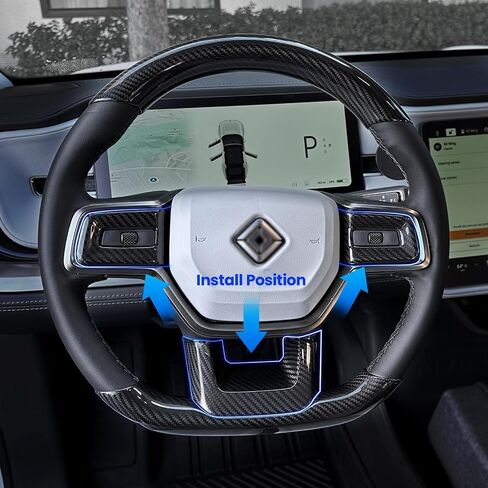 Real Carbon Fiber Steering Wheel Covers for Rivian R1S R1T Accessories, Interior Modification of Car Accessories for Rivian R1S R1T 2024-2022, 3 PCS in Saudi Arabia