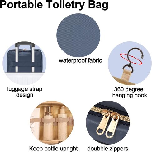 Fixwal Travel Toiletry Bag for Women with Hanging Hook, Extra Large Water-proof Cosmetic Bag Makeup Bag, Black in Saudi Arabia