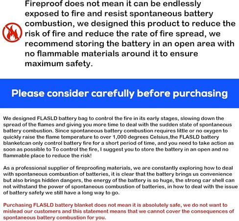 FLASLD Fireproof Lithium Battery Cover, Fastest & Simplest Way to Isolate and Extinguish Small Fires, Fire Blanket for E-scooter and E-bike (79×79 inch - Grey) in Saudi Arabia