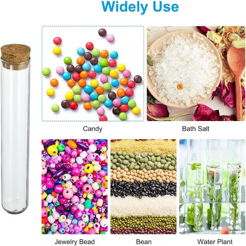 PATIKIL 50ml Test Tubes Set, 24pcs 5.91x0.98in Glass Clear Round Bottom Test Tube Containers with Stopper for Bead Party Candy Bath Salt Storage Scientific Experiment Plant Propagation in Saudi Arabia