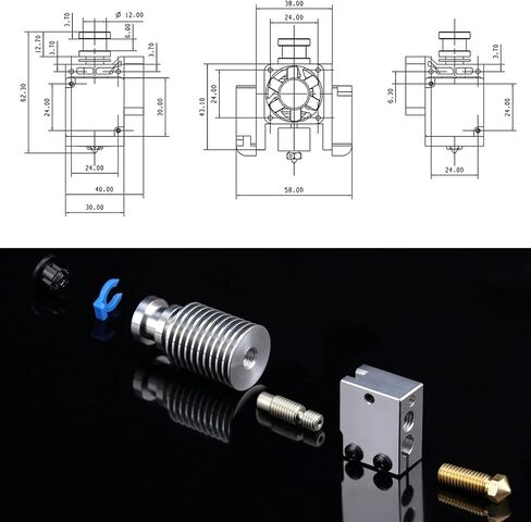 جميع المعادن V6 Hotend. ملحقات Hotend V6 J-Head Bowden Extruder Hotend المُحدثة مع 3 مراوح تبريد (3010)، طقم قطع غيار ساخنة لجميع طابعات E3D V6 Makerbot ثلاثية الأبعاد مقاس 1.75 مم (بركان 24 فولت) in Saudi Arabia