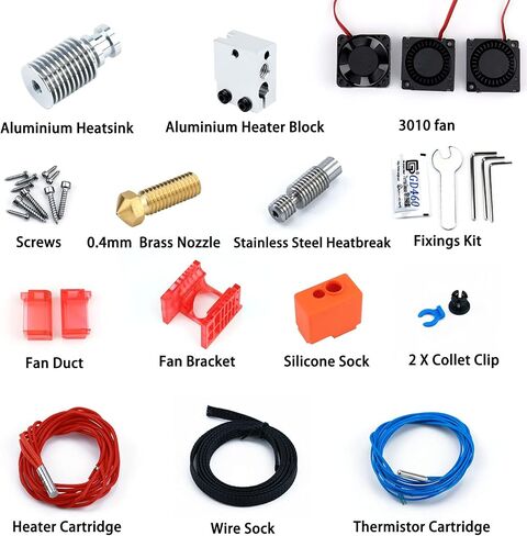 جميع المعادن V6 Hotend. ملحقات Hotend V6 J-Head Bowden Extruder Hotend المُحدثة مع 3 مراوح تبريد (3010)، طقم قطع غيار ساخنة لجميع طابعات E3D V6 Makerbot ثلاثية الأبعاد مقاس 1.75 مم (بركان 24 فولت) in Saudi Arabia