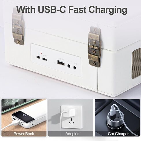 مشغل أقراص مضغوطة محمول للمنزل، مشغل أقراص مضغوطة على شكل حقيبة كلاسيكية مع بلوتوث 5.0، ومكبرات صوت HI-FI قابلة لإعادة الشحن ومشغل أقراص مضغوطة لسطح المكتب للهدايا in Kuwait