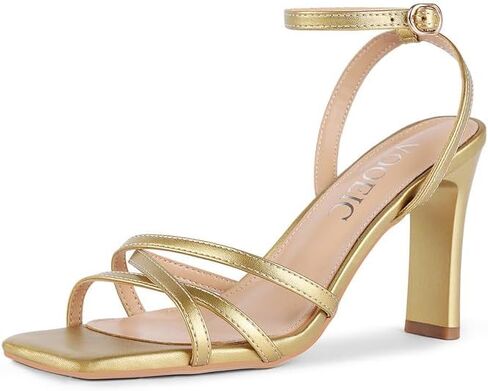 Womens Sandals Strappy Heels for Women Square Open Toe Chunky High Heels Ankle Strap Heeled Sandals for Women,Comfortable Strappy Heels for Your Good Gifts in Saudi Arabia