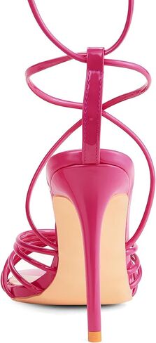 Elisabet Tang Women Strappy Heeled Sandals Lace Up 4 Inch Stilettos Square Open Toe High Heels Ankle Strap for Prom Party Evening in Saudi Arabia
