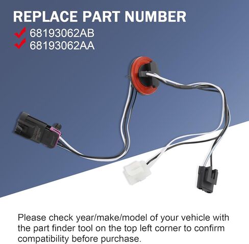 CARMOCAR المصباح الأمامي الأسلاك تسخير 2 قطعة 68193062AB 68193062AA متوافق مع 2009-2017 دودج رام 1500/2500/3500/4500/5500 للهالوجين الرباعي فقط in Kuwait