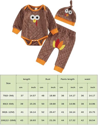 Kayotuas My First Thanksgiving Baby Girl Boy Outfit Long Sleeve Romper Bodysuit Tops Turkey Pants Headband Clothes Set in Saudi Arabia