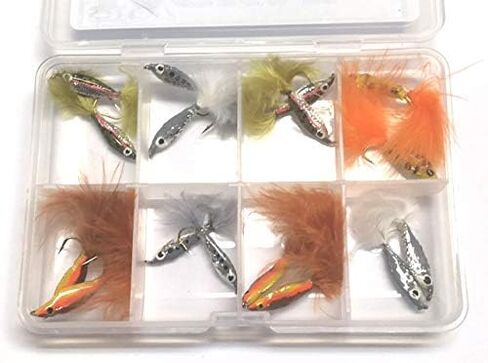 Fly Fishing Flies EPOXY Minnows 16 Flies for Trout Supplied with Free Clip Shut Fly Box #340 in Kuwait