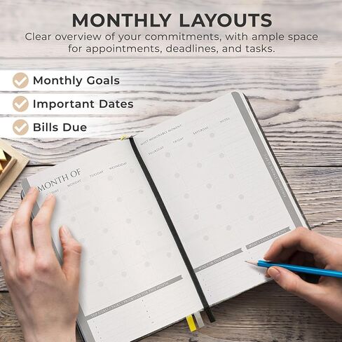 Black Marble Vegan Leather Daily Planner 2024, A5 Quarterly Notebook Planner for Work Tasks Office Academic Scheduling Business and Productivity, Planner with Bookmark Calendar and Checklist, Granite in Saudi Arabia