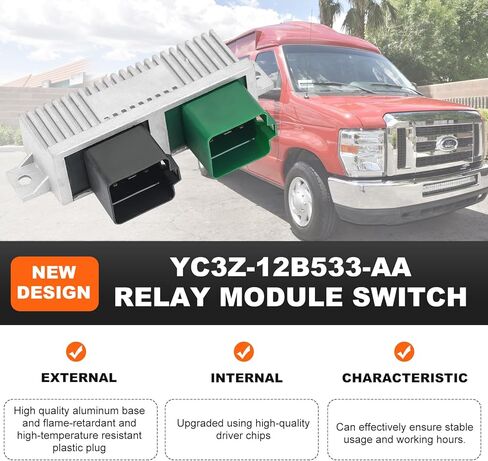 مفتاح وحدة التحكم في التسخين المسبق المحسن لسيارة Ford F-250، F-350، E-350 متوافق مع محركات 6.0L، 7.3L - يستبدل قطعة OEM DY876 YC3Z-12B533-AA in Kuwait