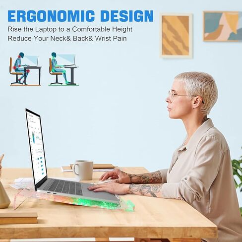 Laptop Notebook Acrylic Stand Holder, RGB Backlight Ultrabook Stand Riser, Portable with Multiple Heat-Vent Light Weight Compatible with Lenovo, MacBook, Dell, HP in Saudi Arabia
