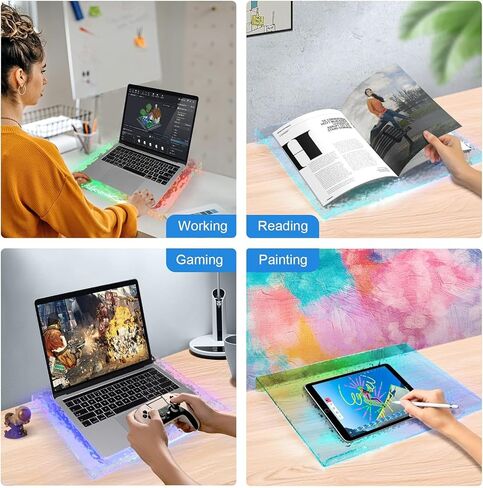 Laptop Notebook Acrylic Stand Holder, RGB Backlight Ultrabook Stand Riser, Portable with Multiple Heat-Vent Light Weight Compatible with Lenovo, MacBook, Dell, HP in Saudi Arabia