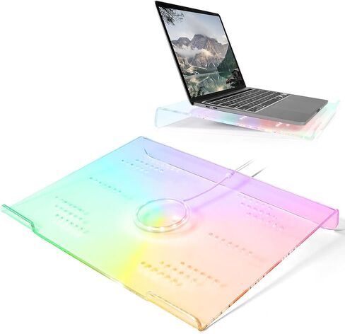 Laptop Notebook Acrylic Stand Holder, RGB Backlight Ultrabook Stand Riser, Portable with Multiple Heat-Vent Light Weight Compatible with Lenovo, MacBook, Dell, HP in Saudi Arabia