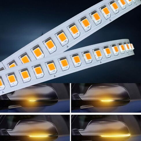 2 قطعة LED مرآة جانبية متتابعة بدوره أضواء الإشارة تحذير شريط إضاءة طويل إشارة ملصقات مجموعة زوج السلامة (العنبر) in Saudi Arabia