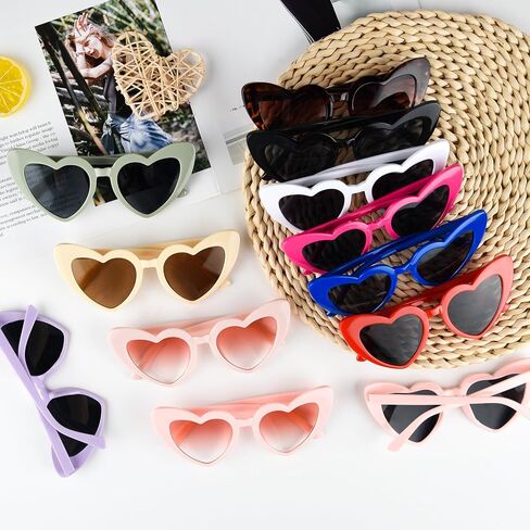 6/12/24 Pack Heart Sunglasses Vintage Heart Shaped Glasses Bulk Bachelorette Sunglasses for Women Wedding Party in Kuwait