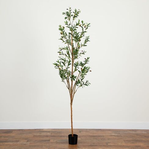 Nearly Natural Olive Tree Artificial Indoor 7FT Tall Silk Faux Olive Tree for Home and Office Decor, Fake Potted Olive Tree with Natural Wood Trunk, Realistic Olive Tree Branches and Lifelike Fruits in Saudi Arabia