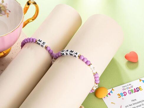 First Day of School Bracelet, Back to School 3rd Grade Mama and Me Bracelet, First Day of School 3rd Grade Bracelet, First Day of School Matching Heart Wish Adjustable Bracelets for Girls Gift in Saudi Arabia