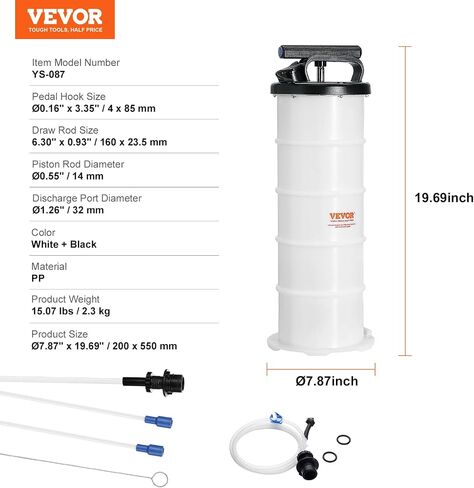 VEVOR 6.5L Manual Oil Extractor Pump, Fluid Extractor Pump for Automotive Fluids Vacuum Evacuation, Oil Change & Fluid Change Tool with Dipstick and Suction Hose in Saudi Arabia