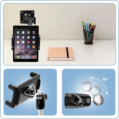 حامل تابلت مثبت على الحائط مع حامل جداري معدني لذراع iPad قابل للتعديل أفقيًا/رأسيًا للمطبخ وغرفة النوم والمستودع والمكتب - متوافق مع المزيد من الأجهزة اللوحية والهواتف الذكية مقاس 4-13 بوصة in Saudi Arabia