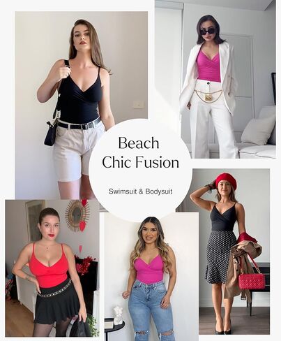 ملابس السباحة Popilush The Shapewear من قطعة واحدة للتحكم في البطن ورقبة على شكل حرف V مكشكشة وبدلات استحمام مبطنة in Kuwait