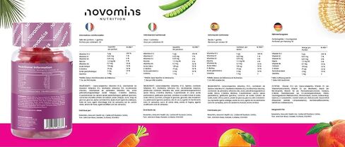 علكة فيتامين ب 12 للأطفال من نوفومين - مكمل لدعم الطاقة والتمثيل الغذائي - 30 مكملاً مركبًا قابلاً للمضغ للأطفال - نباتي، غير معدّل وراثيًا - غني بفيتامين C، B1، B2، B6، البيوتين - مصنوع in Kuwait