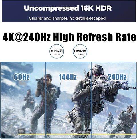16K DP 2.1 Cable, DisplayPort 2.0 Cable [16K@60Hz, 10K@60Hz, 8K@120Hz, 4K@240Hz 165Hz 144Hz] Support 80Gbps, HDCP DSC 1.2a, HDR10 FreeSync G-Sync for 3090 Graphics PC,3.3FT in Saudi Arabia