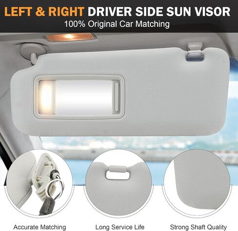 Left Driver Right Passenger Side Car Sunvisor with Lights Fit for 2010 2011 2012 2013 2014 2015 Mazda CX-9 Gray Sun Visor Replace # TDY1-69-320 in Saudi Arabia