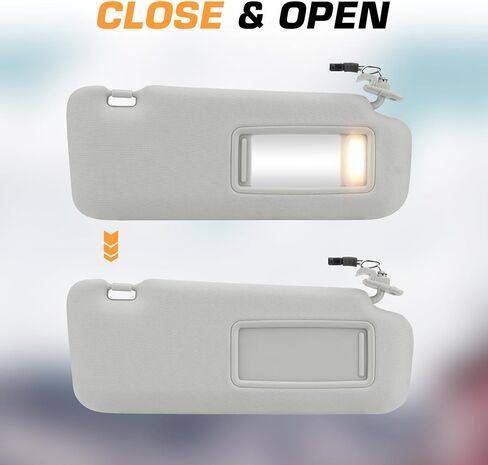 Left Driver Right Passenger Side Car Sunvisor with Lights Fit for 2010 2011 2012 2013 2014 2015 Mazda CX-9 Gray Sun Visor Replace # TDY1-69-320 in Saudi Arabia
