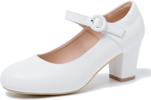 Mary Jane Shoes Women Chunky Heel Pumps Closed Round Toe Ankle Strap Block Heels Comfortable Work Wedding Dress Vintage 1920s Shoes in Saudi Arabia