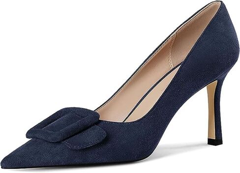 Pumps Shoes, Women's Stiletto High Heels Buckle Suede Pumps Pointy Toe Slip-On Office Pumps for Party Dress in Saudi Arabia
