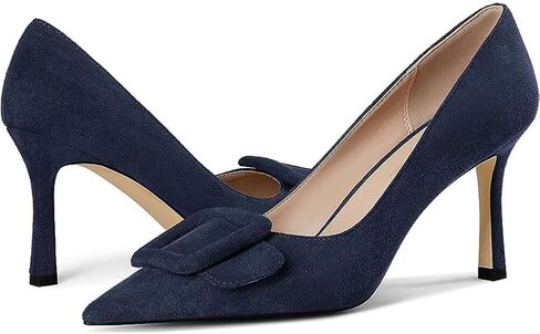 Pumps Shoes, Women's Stiletto High Heels Buckle Suede Pumps Pointy Toe Slip-On Office Pumps for Party Dress in Saudi Arabia