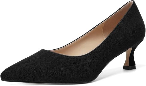 Womens Pointed Toe Bridal Slip On Suede Dress Kitten Low Heel Pumps Shoes 2 Inch in Saudi Arabia